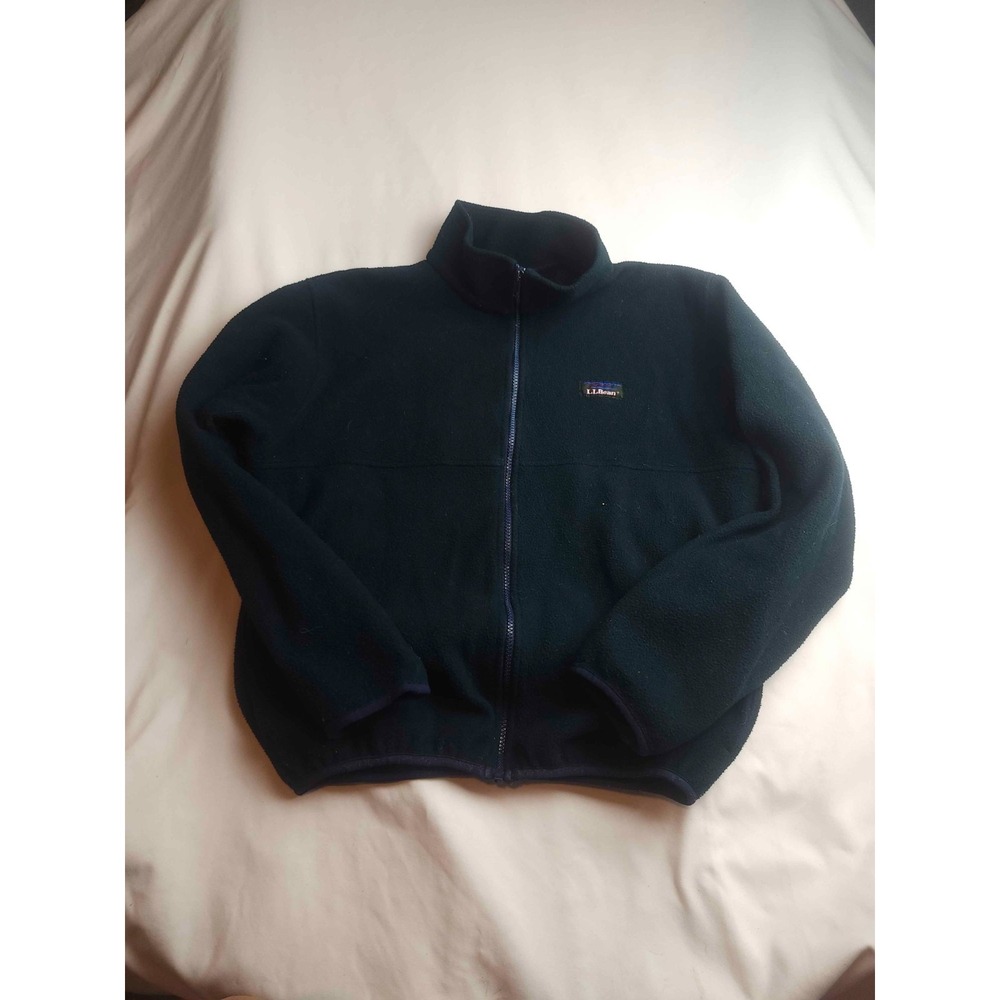 Vintage L.L. Bean Full-Zip Fleece Jacket Womens Medium Black Mock Neck Outdoors